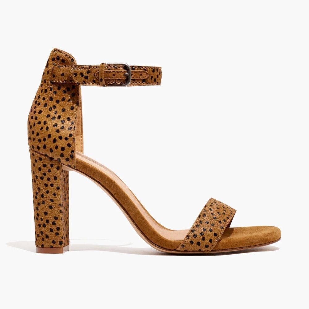 Madewell The Brooke Ankle-Strap Heels Sandal in Spot Dot Calf Hair NEW Size 8,5